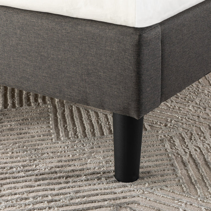 Dachelle lit plateforme rembourré avec tête de lit gris foncé - Double