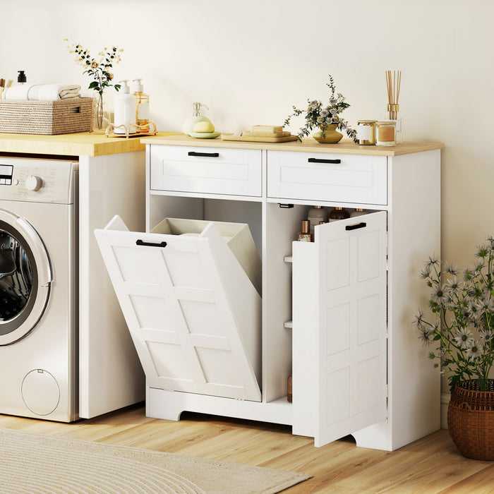 HOMCOM Ilot de Cuisine avec Meuble a Dechets, Blanc