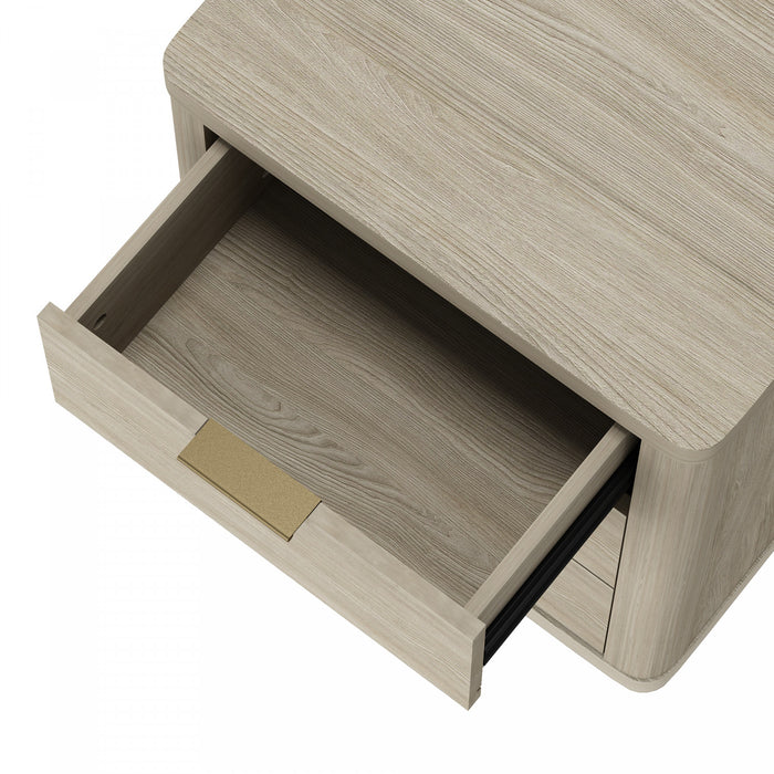 Table de nuit moderne Evelyn 20\" en naturel (3 tiroirs) - Lot de 2
