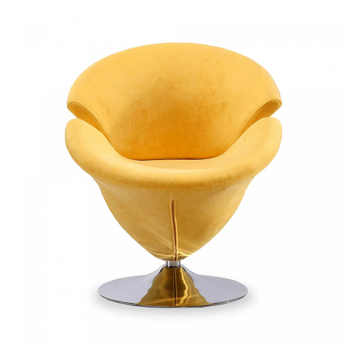 Fauteuil lounge pivotant moderne en velours Tulip jaune - Lot de 2