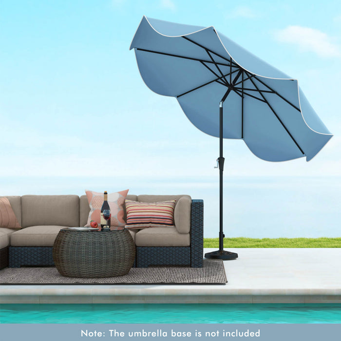 Parasol de patio Costway 9 pieds a deux niveaux de style marche avec manivelle et 8 baleines, marine