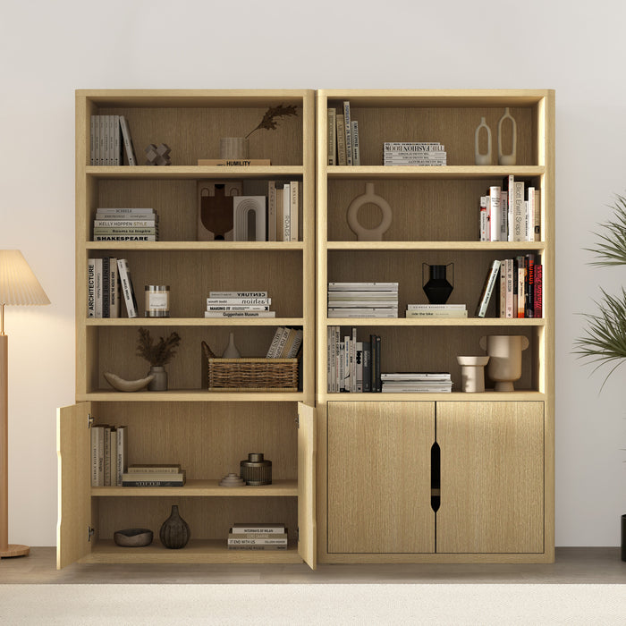Armoire bibliotheque moderne Rivington 102 cm en chene naturel - Lot de 2