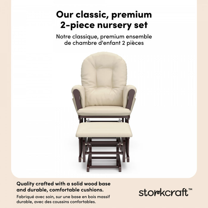 Storkcraft Hoop Fauteuil bercant et pouf - Espresso avec beige