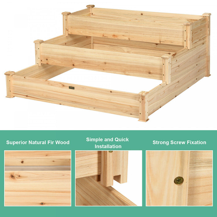 Costway – Potager Sureleve En Bois A 3 Etages Pour Jardinage Exterieur