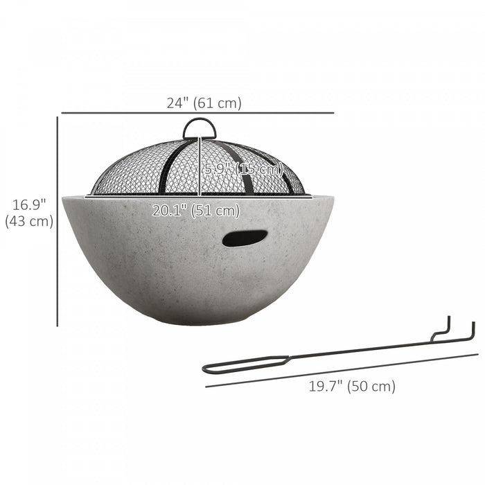 Outsunny Barbecue Avec Foyer 2 En 1, Barbecue Au Charbon De 24 Po, Gris