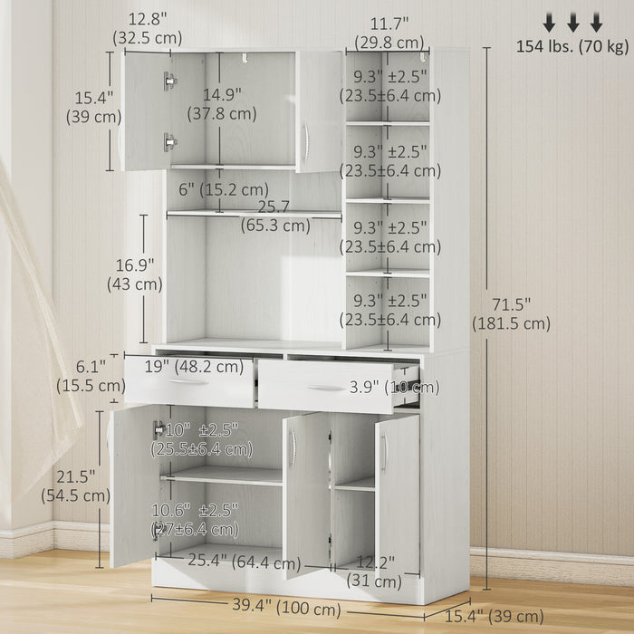 HOMCOM Vaisselier Cuisine 71\" avec Armoire, Buffet Moderne