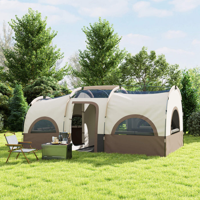Outsunny Tente De Camping 4-6 Personnes, Impermeable 3000 Mm, Upf 30+, Kaki