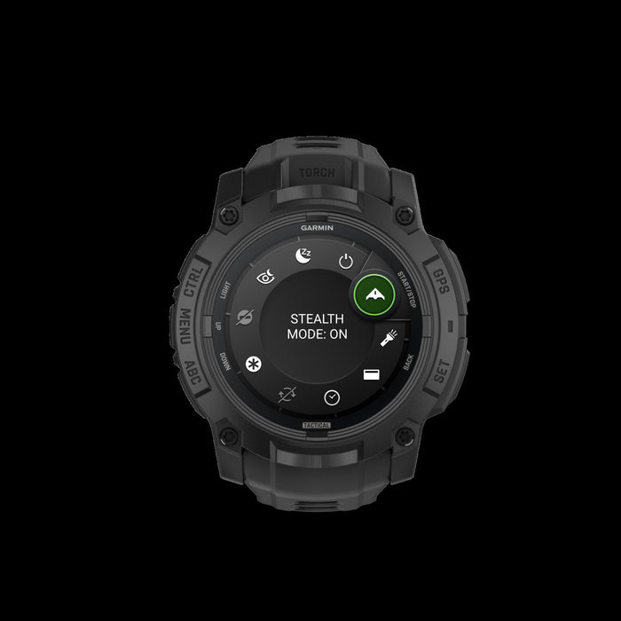 Garmin Instinct 3 AMOLED Edition Tactique – Montre GPS 50 mm Robuste, Multi-bande GNSS, Lampe Integree, Autonomie 24 Jours