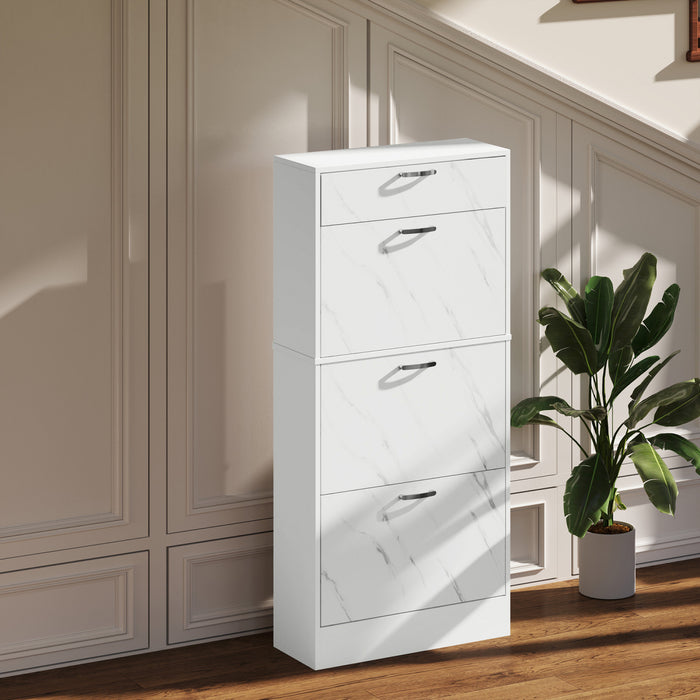 HOMCOM Armoire a Chaussures avec 3 Tiroirs, Armoire de Rangement, Blanc