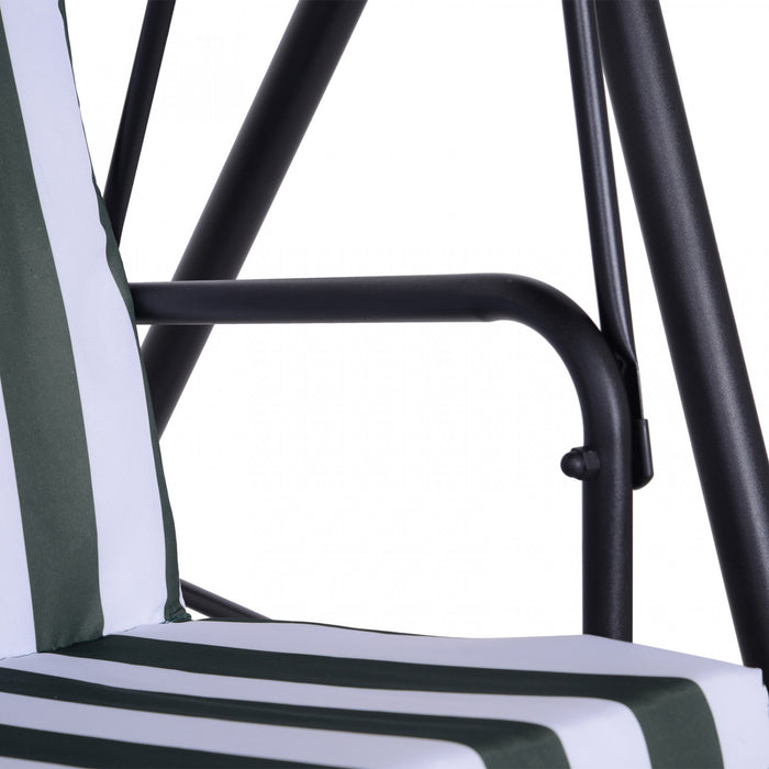 Outsunny Balancelle De Jardin 3 Places Toit Inclinaison Reglable Coussins Assise Et Dossier Acier Noir Polyester Vert