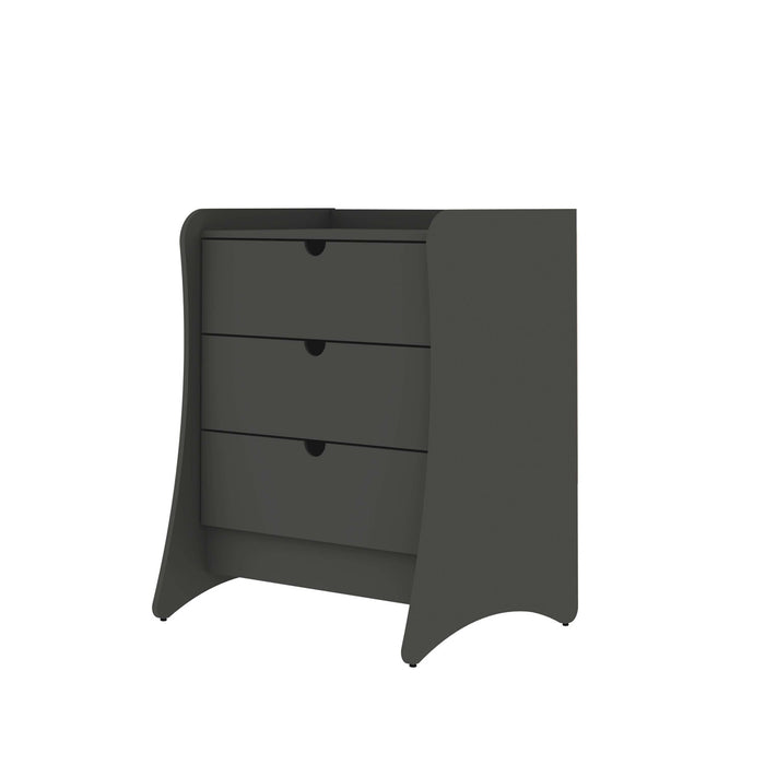 Table de nuit Coney style milieu du siecle 28\" en gris charbon (3 tiroirs)