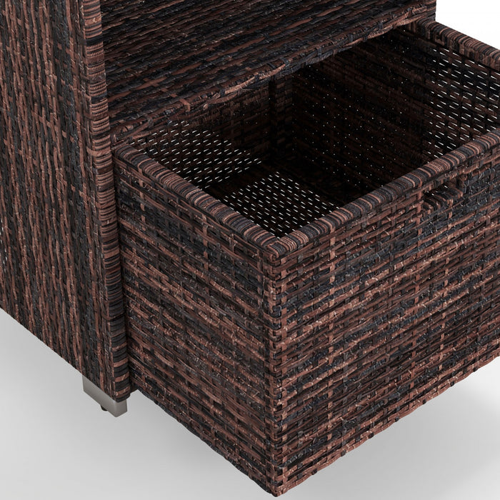 Outsunny Meuble De Rangement Avec 2 Etageres 1 Tiroir, Brun Mixte