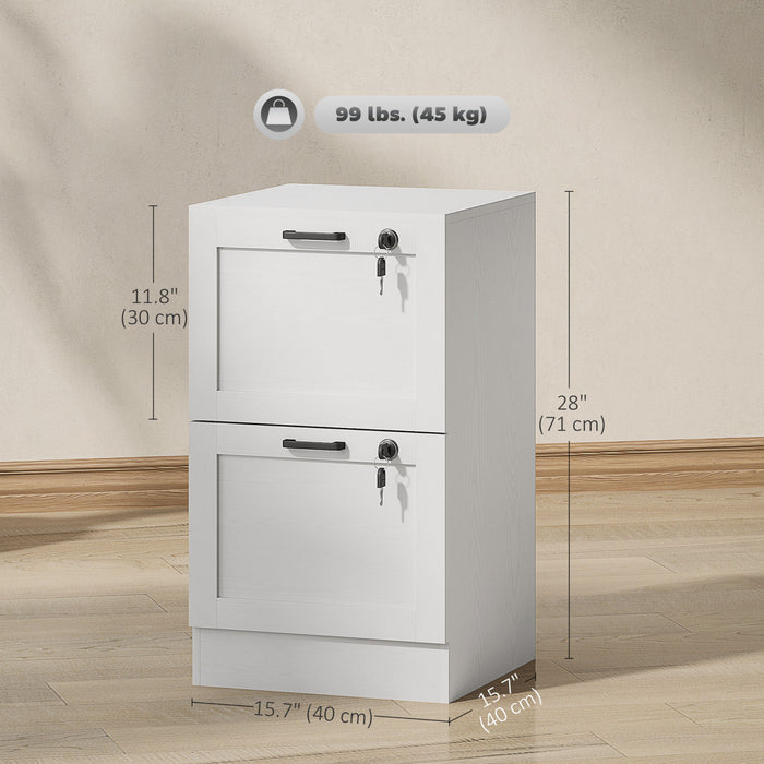 HOMCOM Classeur de bureau a 2 tiroirs, classeur vertical, blanc