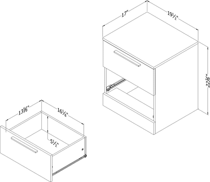 Step One Essential Table De Chevet 2 Tiroirs - Chene Gris