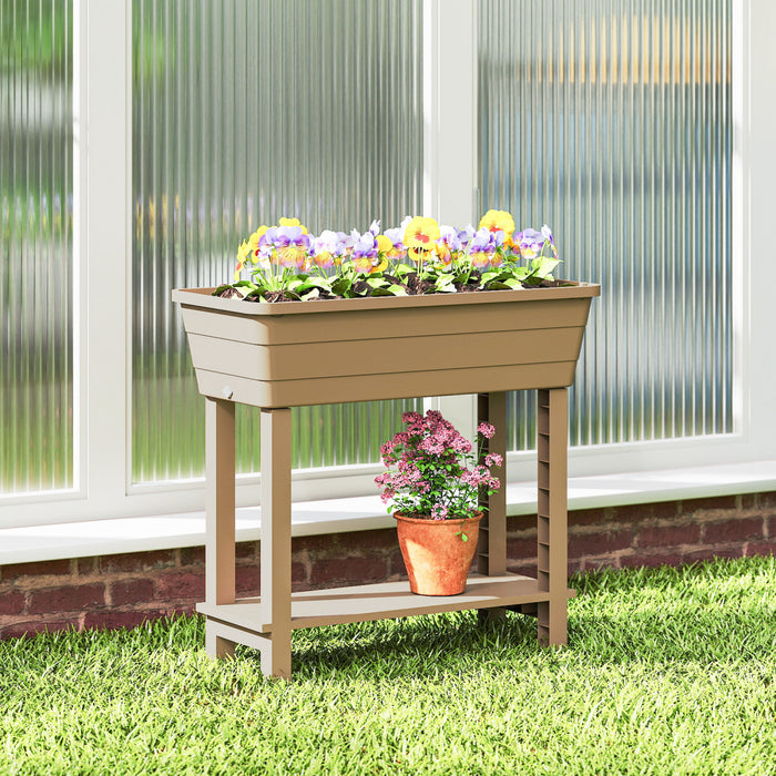 Outsunny Lit de jardin sureleve a arrosage automatique 41 L, Marron
