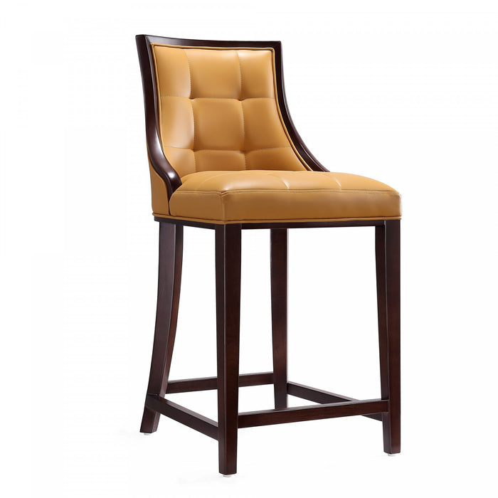 Tabouret de comptoir traditionnel en bois avec assise rembourree Camel Fifth Avenue - Lot de 3