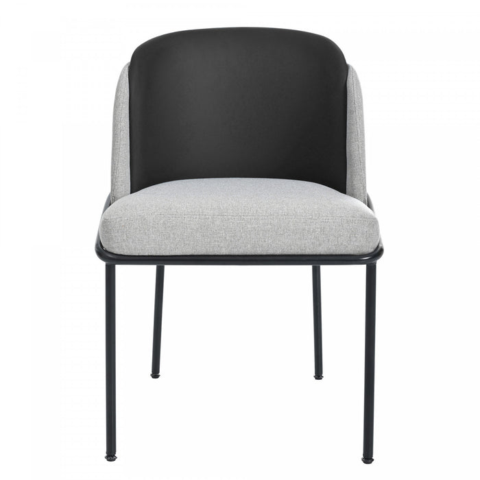Olivia Ensemble de 2 chaises de salle a manger modernes avec pieds inclines et pieds reglables, noir et gris