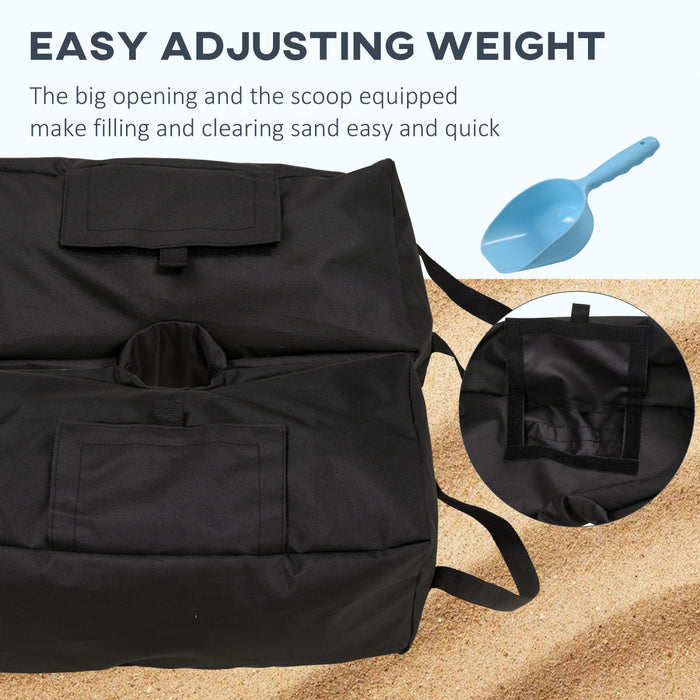 Outsunny Base Ponderee 2pcs, Sac de Poids avec Pelle, Noir
