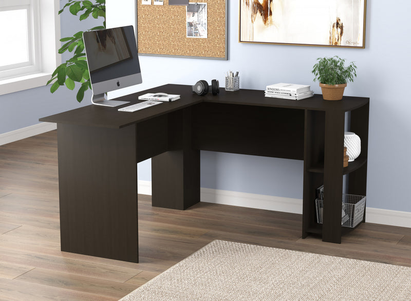 Bureau d’ordinateur de 55 po avec rangement et 2 tablettes - cappuccino