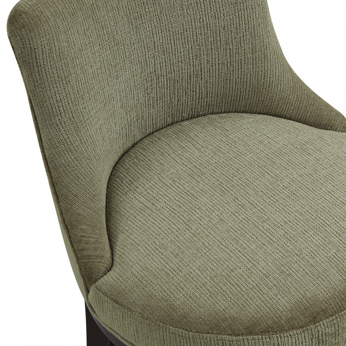 Tabouret de comptoir moderne Lucia en bois et chenille, vert feuille - Lot de 2