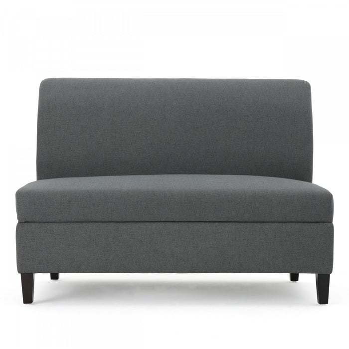 Causeuse Sans Accoudoirs Haley En Tissu Avec Rangement Dissimulé Et Pattes En Bois - Charbon