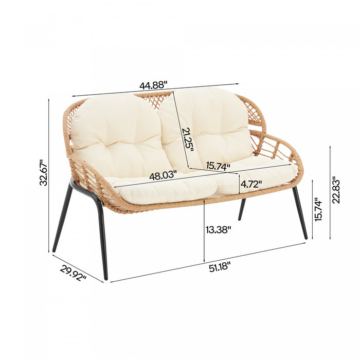 Ensemble de conversation moderne Pine 4 pieces en creme