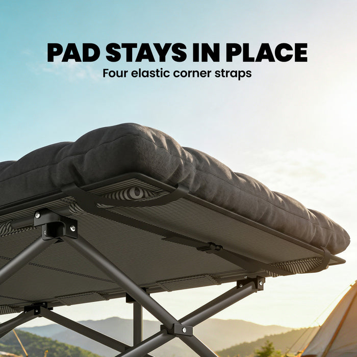 Outsunny Lit de Camping avec Matelas, Lit Pliant Extra Large 80 cm, Noir