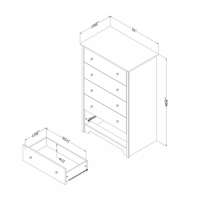 Vito Commode 5 Tiroirs - Noir Solide