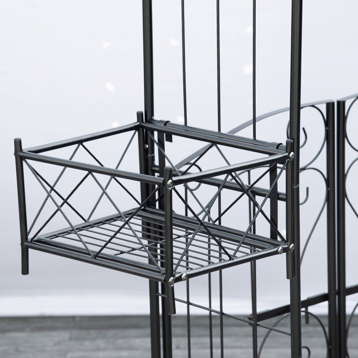 Outsunny Arche De Jardin En Metal, Treillis Pour Plantes Grimpantes Noir