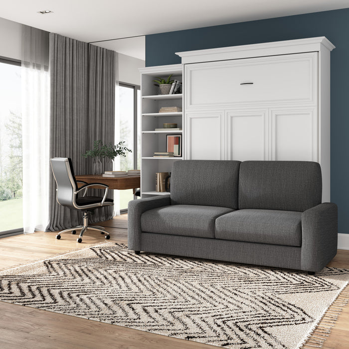 Grand lit escamotable Versatile de Bestar de 97 po (L) avec sofa et organisateur de garde-robe - blanc