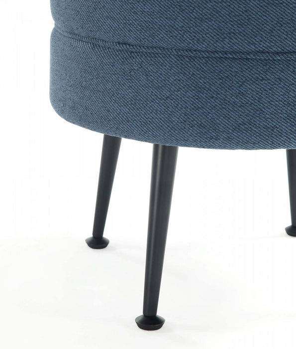 Lot de 2 poufs d’appoint Bailey style milieu du siecle moderne, rembourres, bleu