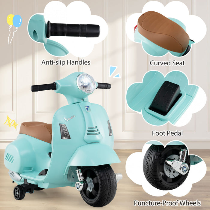 Costway Enfants Rouler Sur Moto Avec Roues D'entrainement Phare Corne 6v Batterie Vert