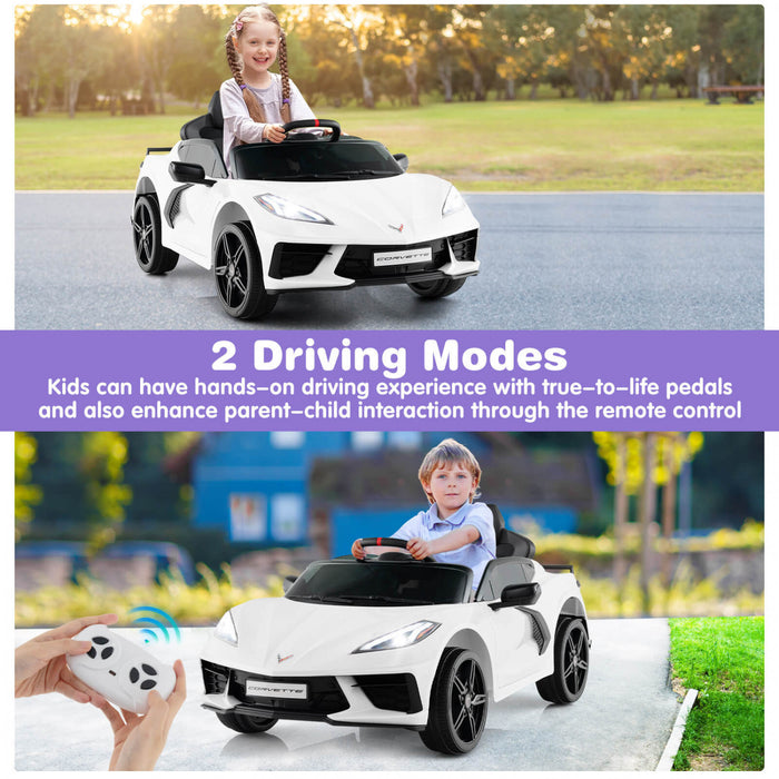 Costway 12v Electrique Enfants Rouler Sur La Voiture Avec Telecommande Sans Fil Connexion Lumieres Blanc