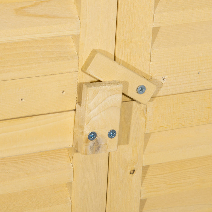 Outsunny 3' X 5' Abri De Jardin En Bois, Armoire De Rangement Exterieur Avec Toit En Asphalte Et 2 Grandes Portes En Bois Avec Serrure, Naturel