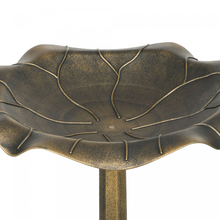 Outsunny Bain D'oiseaux Exterieur Avec Bassin En Feuilles De Lotus, Bronze