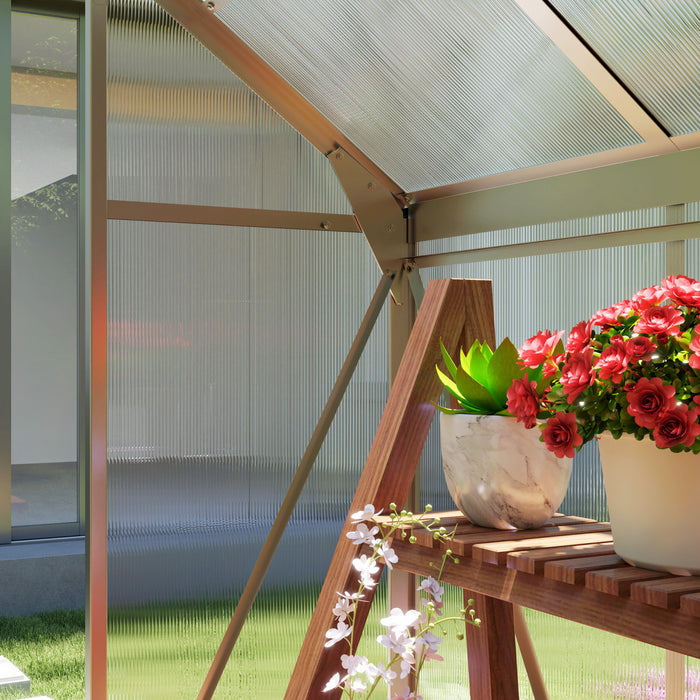 Outsunny Serre, Serre De Plain-pied Transparente Avec Porte Coulissante