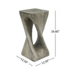 Cade 26.80" Twisted Square MGO Accent Table, Unique Natural Wood Grain Indoor Side Table, Grey | Table d'appoint carree torsadee Cade 26,80 pouces MGO, table laterale interieure a grain de bois naturel unique, gris