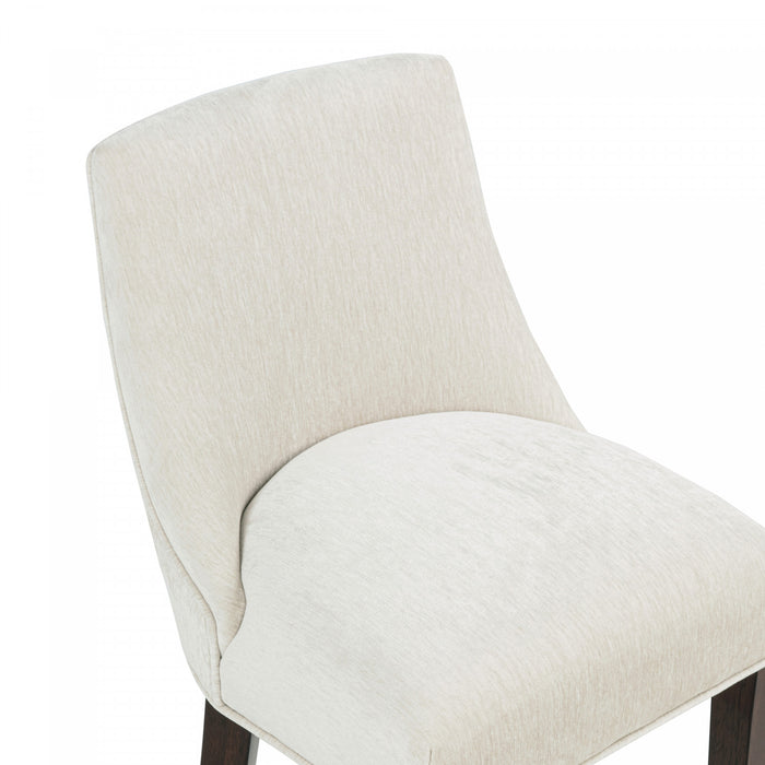 Tabouret de comptoir moderne en bois avec chenille Beever, creme - Lot de 2