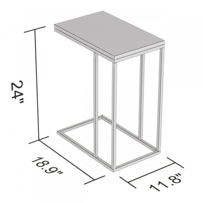 Table de bout en forme de C de 19 po en marbre et métal doré avec armature en métal - multicolore