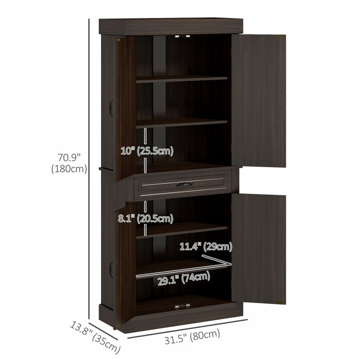HOMCOM Garde-manger de cuisine 71\" avec 4 portes et 2 grands placards