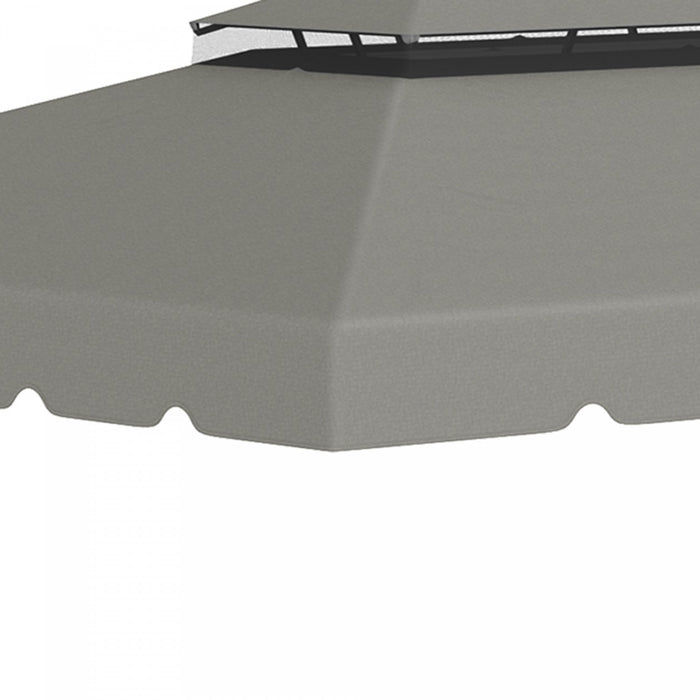Outsunny 12.8' X 9.5' Toit De Rechange Pour Tonnelle, Couverture Superieure Pour Tonnelle Avec Double Toit Ventile Pour Terrasse De Jardin Exterieur (toit Uniquement), Gris