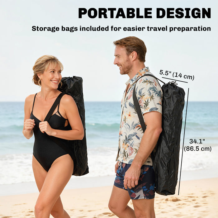Outsunny Lot de 2 chaises de camping inclinables et pliantes, Noir