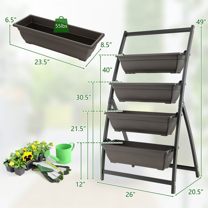 Costway 4 Ft 4-tier Vertical Souleve Lit De Jardin Eleve Planter Boite W / 4 Boites De Conteneur