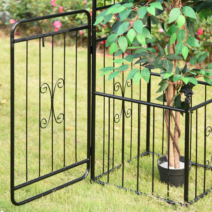 Outsunny - Arche De Jardin En Metal De 87 Pouces Avec Double Porte, 2 Paniers A Plantes Lateraux, Cadre De Vigne Grimpante.