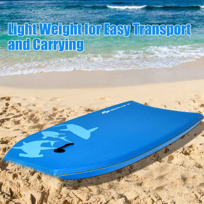 Planche De Bodyboard Surf 41 Pouces (105 X 51 X 6 Cm) Avec Sangle De 90 Cm Et Motif Requin Bleu Pour Debutant Enfant Adulte Xpe+hdpe 1,72kg