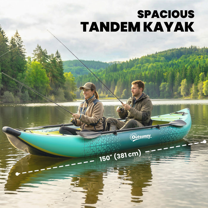 Outsunny Kayak Gonflable pour Adultes, Jaune et Gris