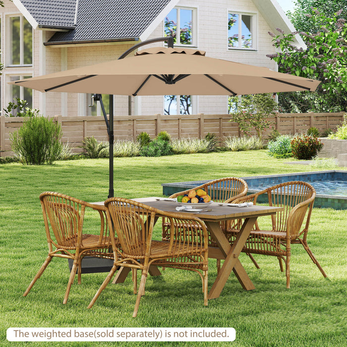 Costway Parasol deporte 10 FT pour terrasse avec 8 baleines, base croisee, inclinable, marron