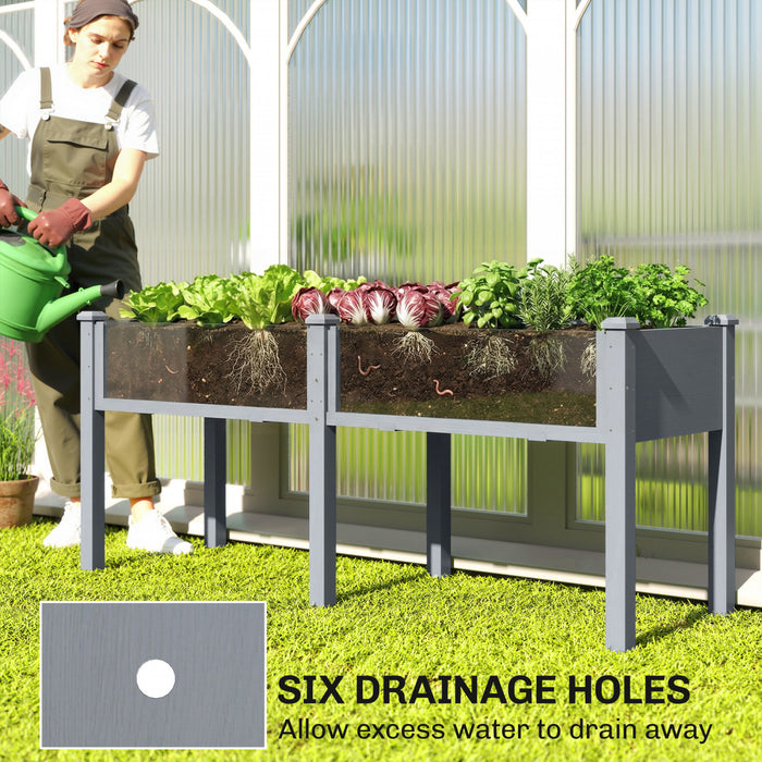 Outsunny Jardiniere Surelevee en Bois a 2 Niveaux avec Pieds, 60 x 25 x 70 cm