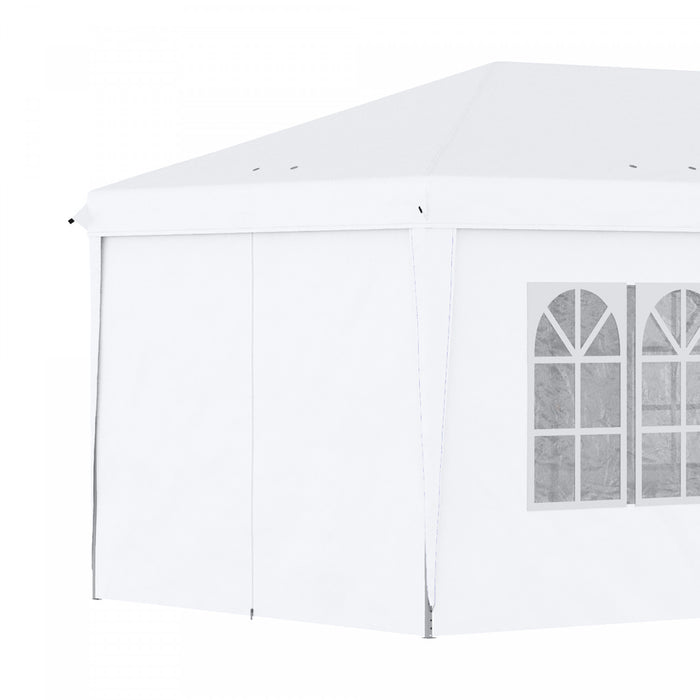 Outsunny 10x20pi Tente Exterieure Facile Pliable Gazebo Tente De Fete Auvent Abri De Jardin Abri, Blanc