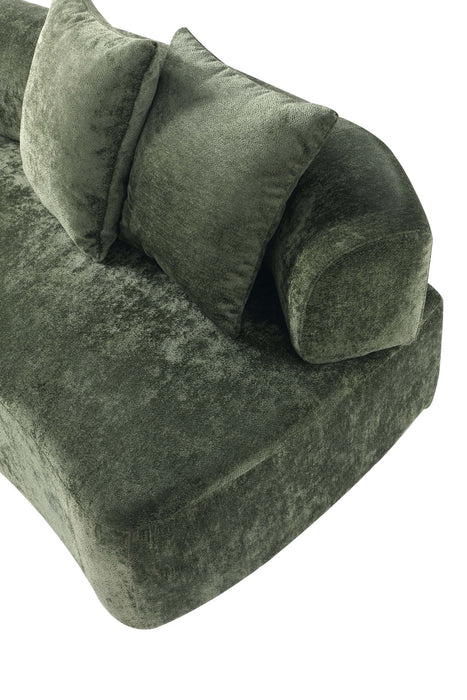 Canape en chenille vert olive Verandah Mid-Century Modern 231 cm